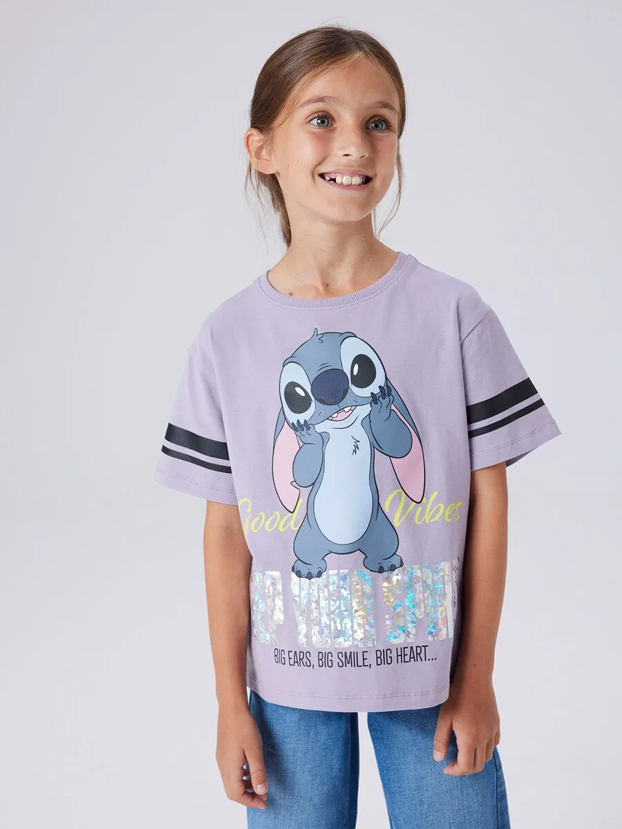 Футболка NAME IT 'NKFDYMI STITCH' лавандового цвета — фото 3