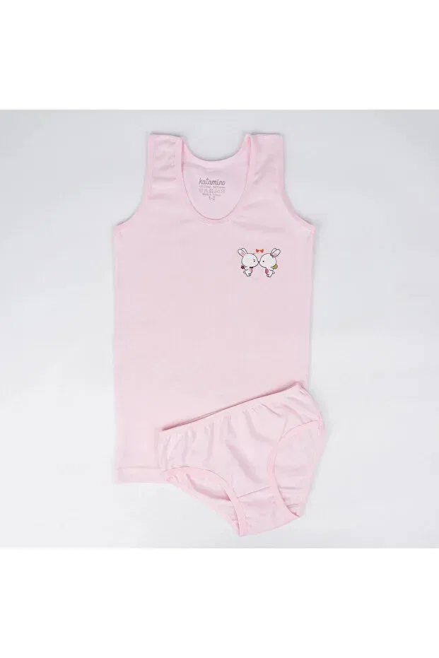 Детский комплект для девочек с принтом Pearly Wide Strap Slip-Athlete Set Katamino, Pink