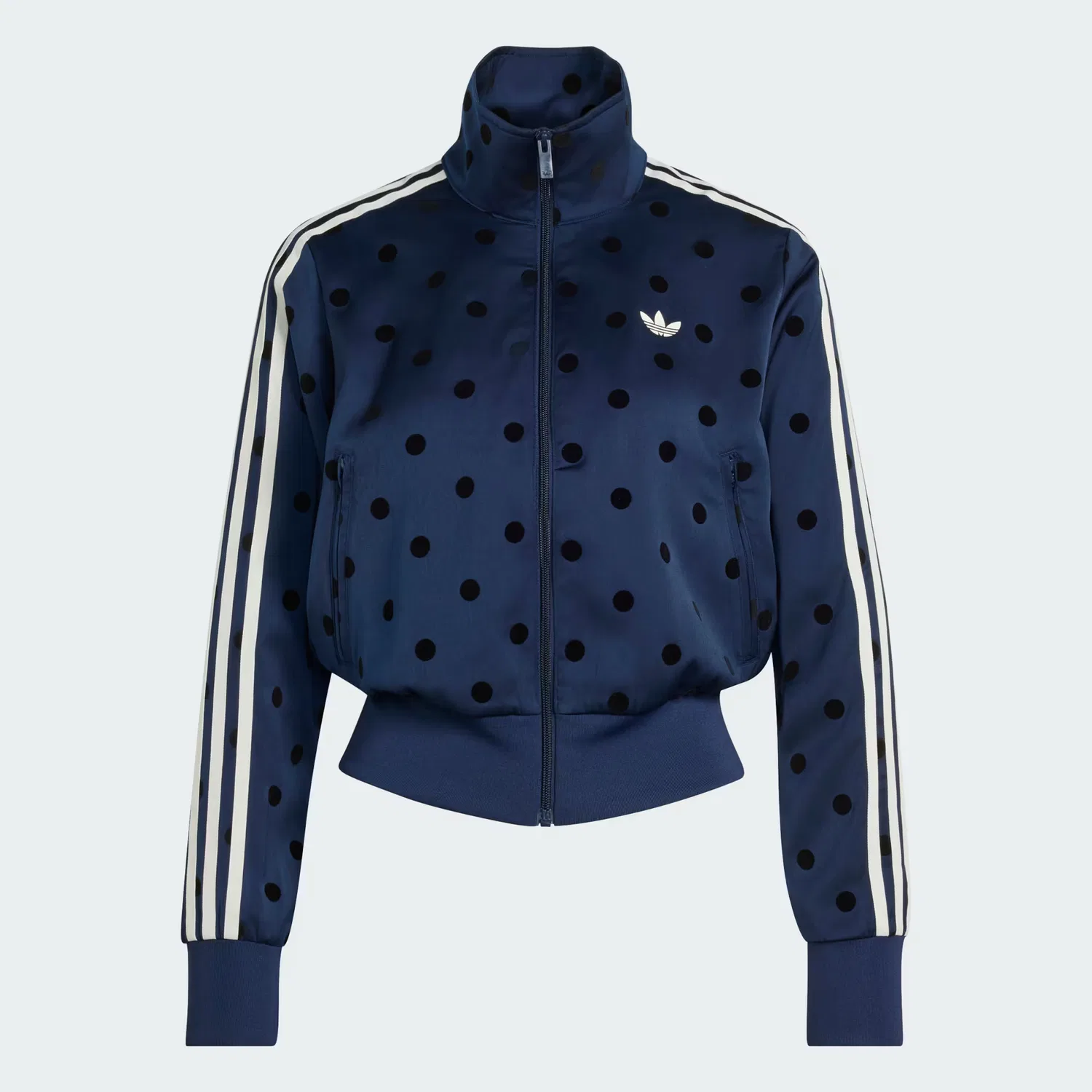 Женская олимпийка на молнии с принтом в горошек Satin Polka Dots TT Adidas Originals, Night Indigo — фото 4