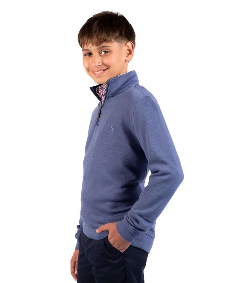 Свитшот с воротником-стойкой и четверть-молнией French Rib Quarter Zip Tailorbyrd, Gray Blue — фото 3
