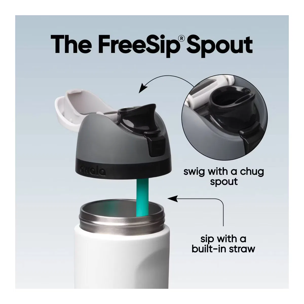 Детская бутылка для воды 470 мл с трубочкой FreeSip Owala, Sleek — фото 2