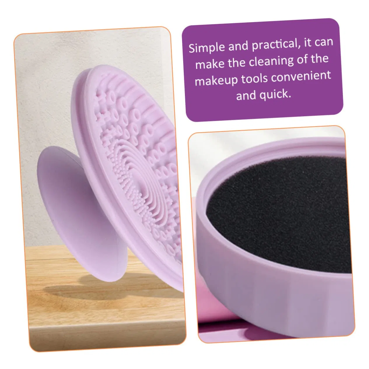 Силиконовая коробка для чистки кистей WRITWAA, 7.9 x 5.25 x 4.9 см, Purple — фото 3