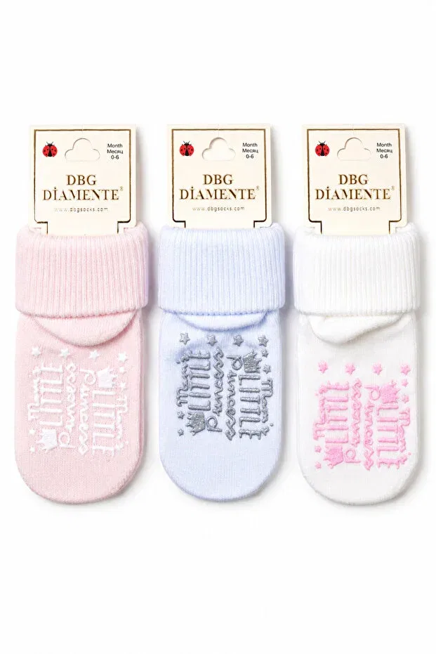 Детские носки для девочек из хлопка 3-комплект Non-Slip abs baby socks for first steps, 3-piece set - soft cotton secure sole Dbg Çorap, Multicolor