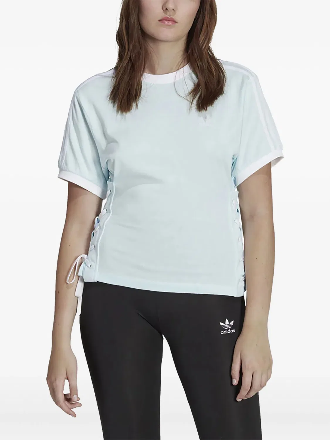 Футболка с кружевной деталью сбоку Adidas, голубой
