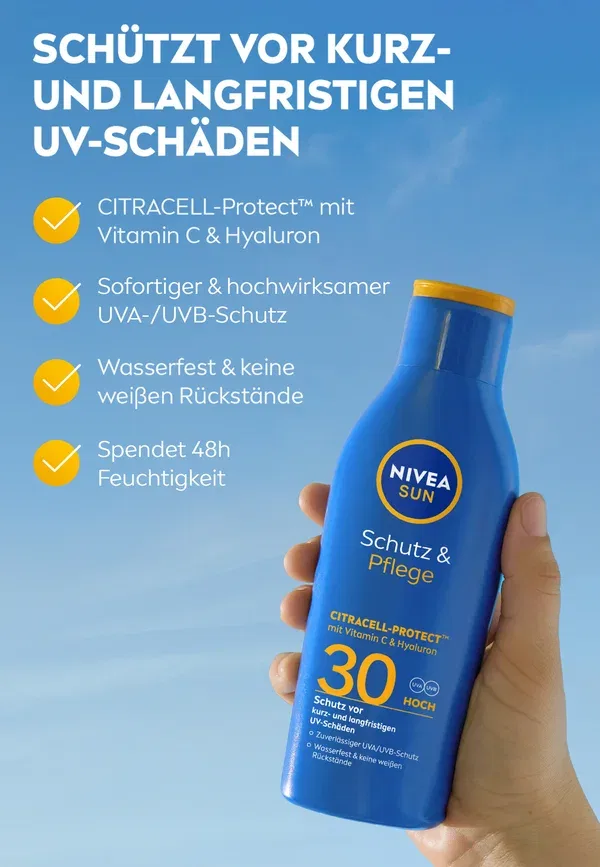Набор солнцезащитный лосьон SPF 30, 2 x 200 мл, 2Er set sun schutz & pflege sonnenlotion lsf30, Nivea — фото 2