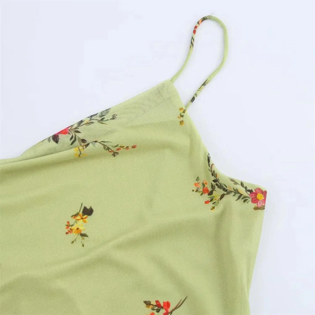 Женское мини-платье на бретелях с цветочным принтом Swing Collar, En8 — фото 4
