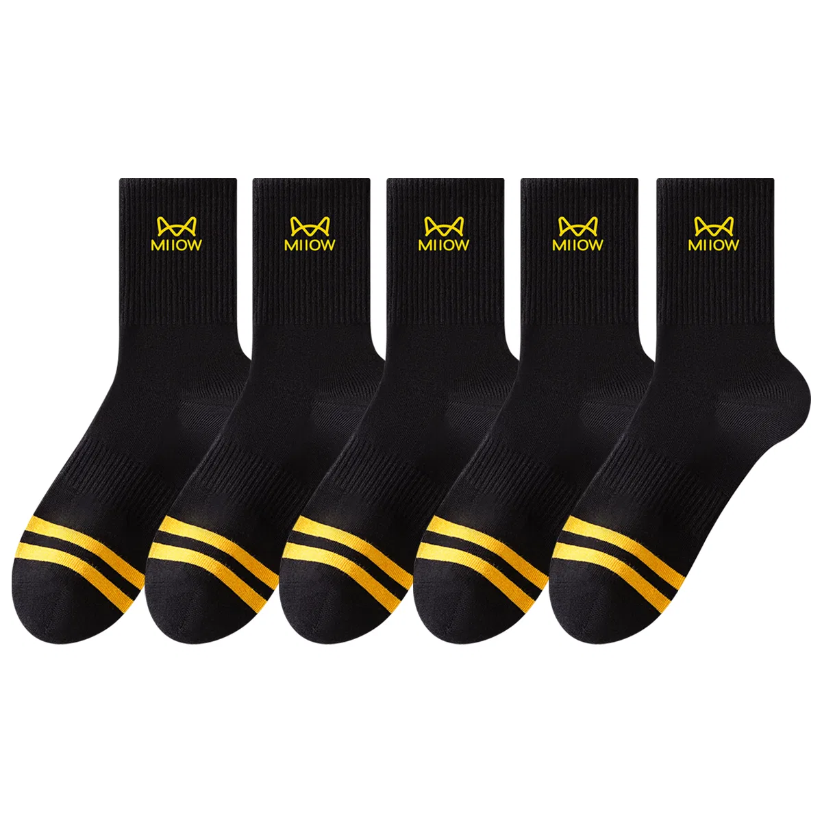 Детские носки с высоким паголенком, комплект из 5 пар, [5 Pack]5 Black Yellow, MIIOW