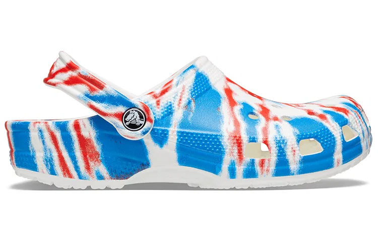 Детские сандалии-клоги с принтом, износостойкие Classic Pattern Wear Resistant, Crocs, White Blue Red — фото 3