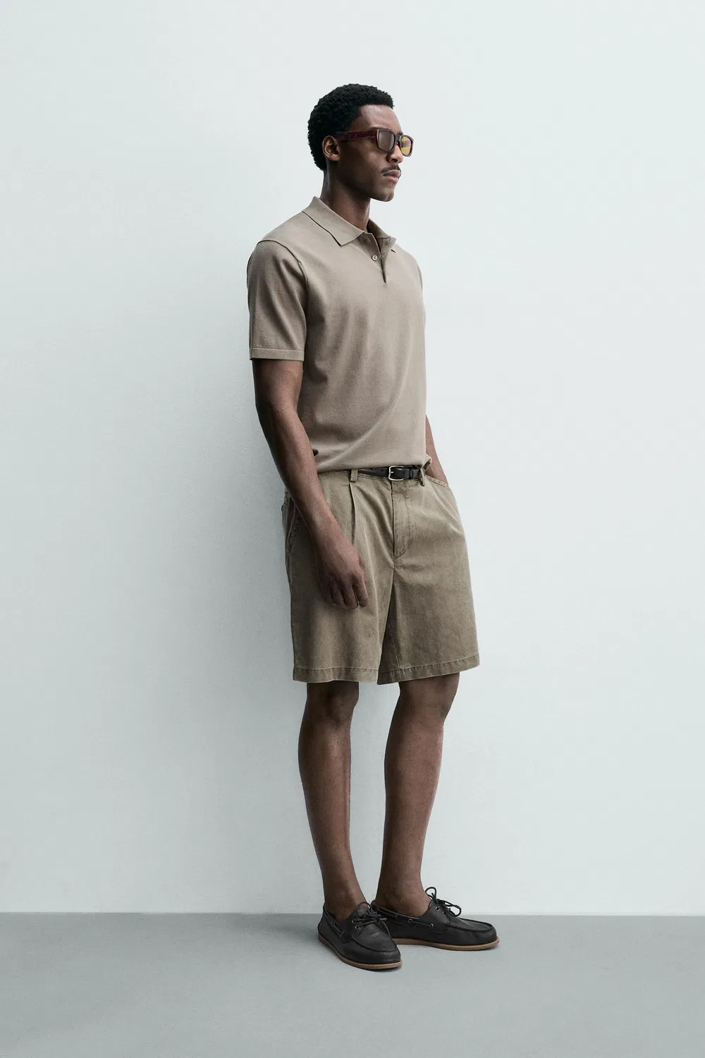 Поло из трикотажа из хлопковой смеси, стандартного кроя ZARA, Washed Green — фото 4