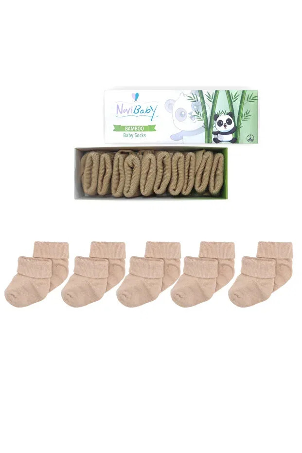 Детские носки для новорожденных хлопковые 5 штук Basics Novibaby, Beige
