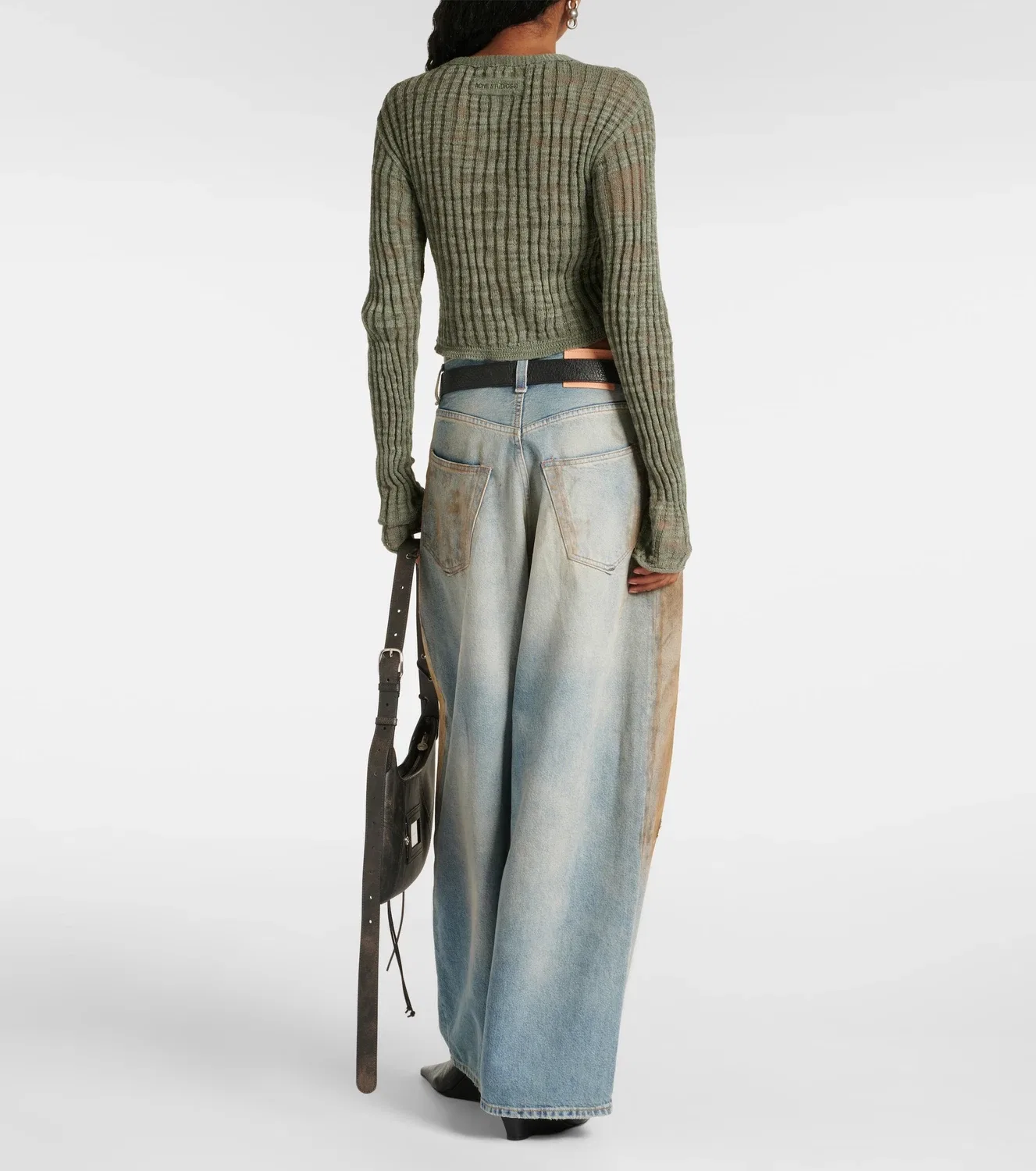 Кардиган из смесового льна Acne Studios, зеленый — фото 3