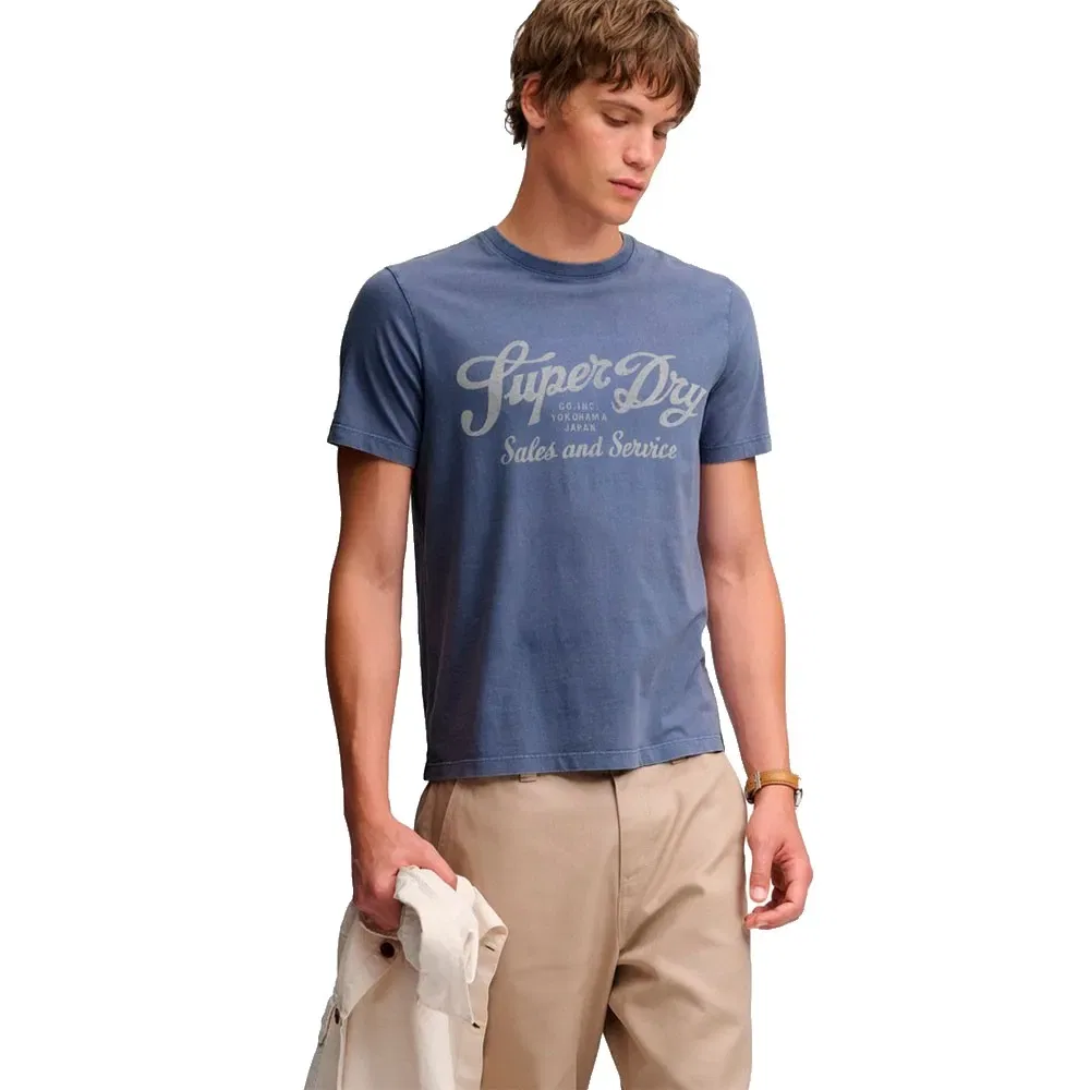Мужская футболка с коротким рукавом Vintage Script Superdry, Blue — фото 4