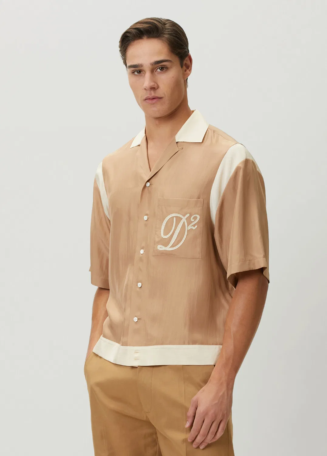 Шелковая рубашка Dsquared2, бежевая