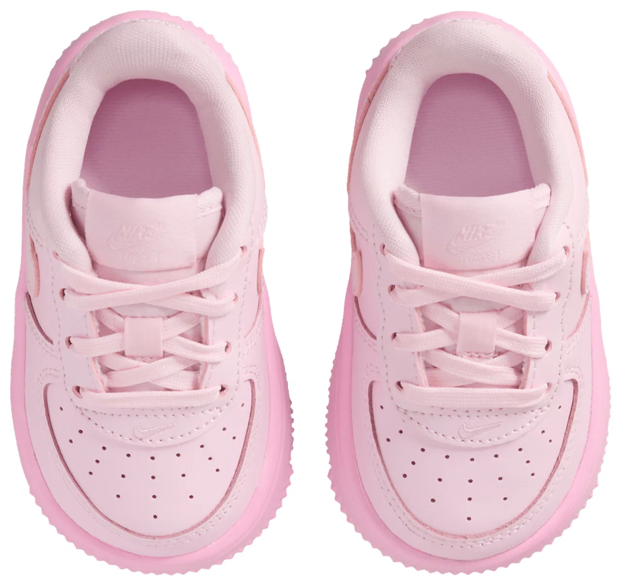 Кроссовки для мальчиков ясельного возраста Air Force 1 Low Lace Nike, цвет Pink Foam/Pink Foam/Pink Rise — фото 4