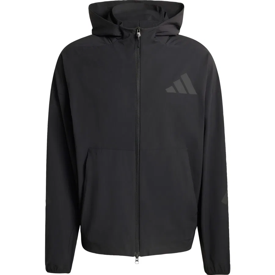 Мужской спортивный свитшот с длинным рукавом и полной застежкой-молнией adidas Z.N.E. Woven Track Top, Черный — фото 3