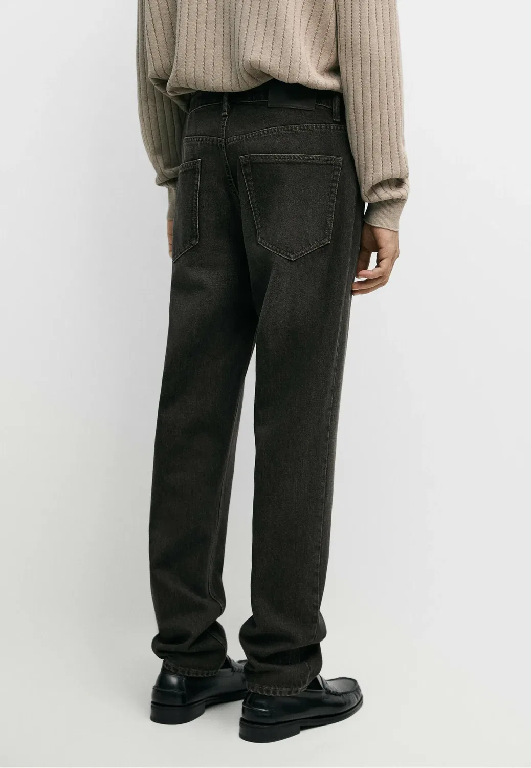 Джинсы зауженного кроя с эффектом потертости - джинсы прямого кроя Massimo Dutti, Grey — фото 3