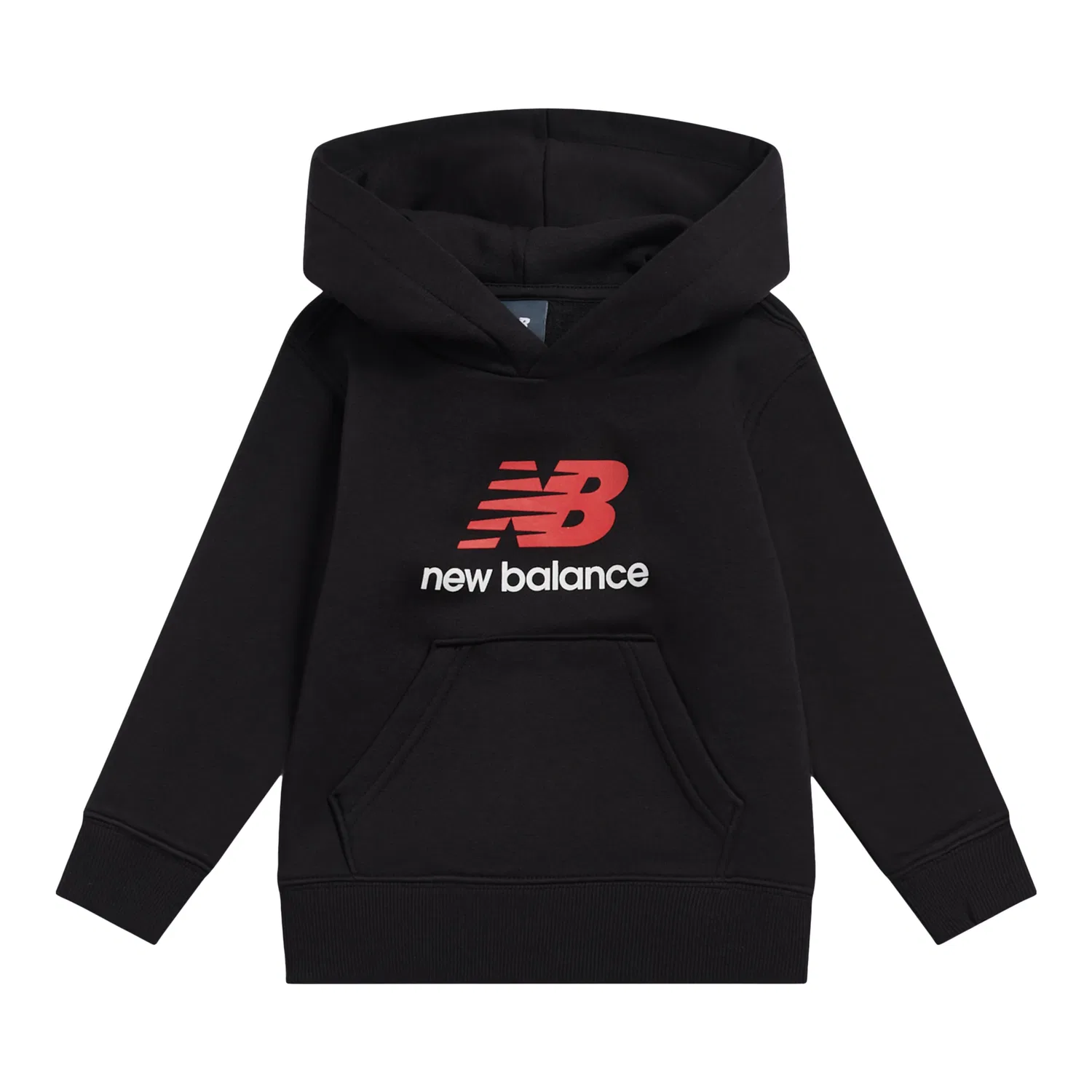 Детское худи с капюшоном и принтом Brush Back Stacked Logo New Balance, Black With Black