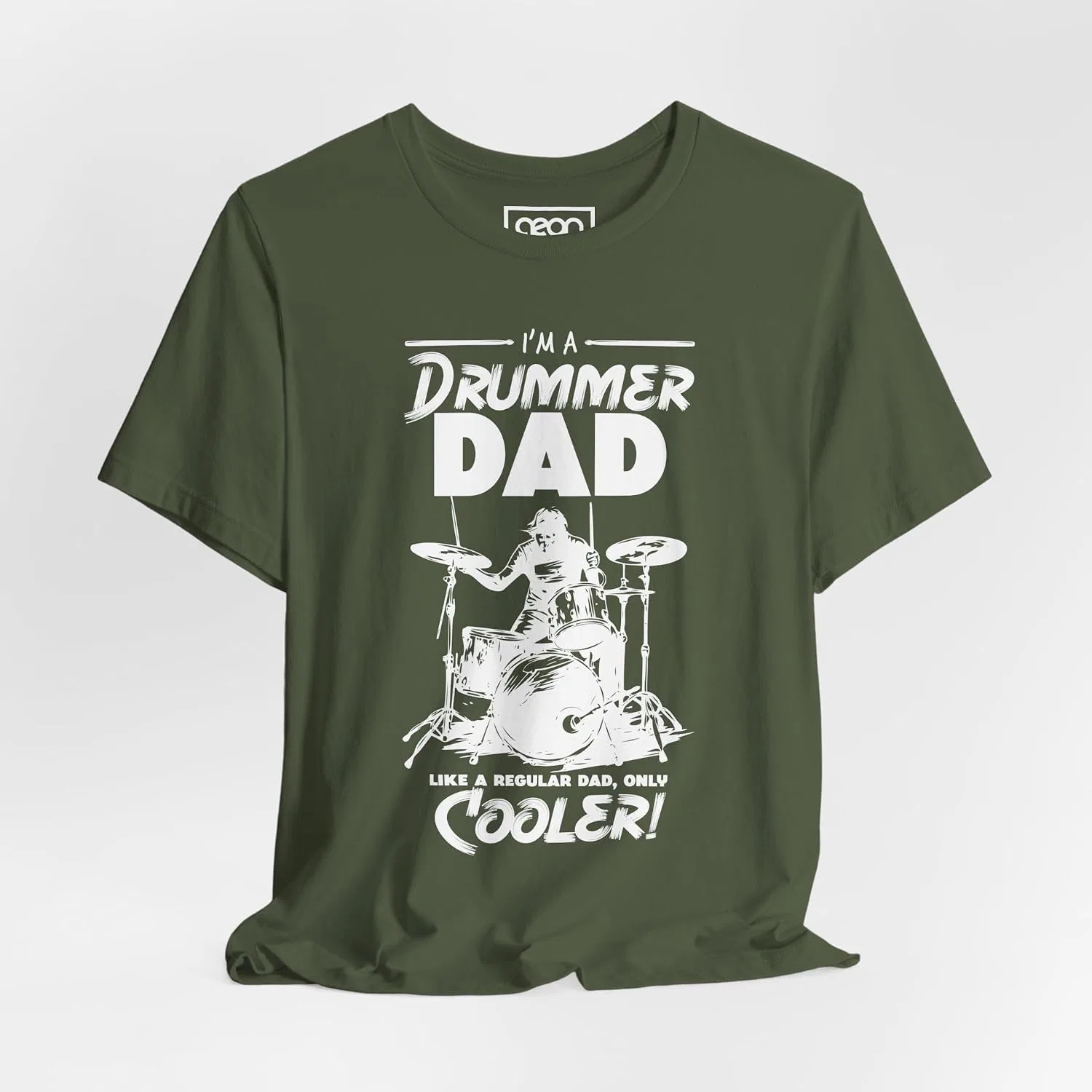 Мужская футболка с принтом Drummer Dad Bella Canvas, Military Green — фото 3