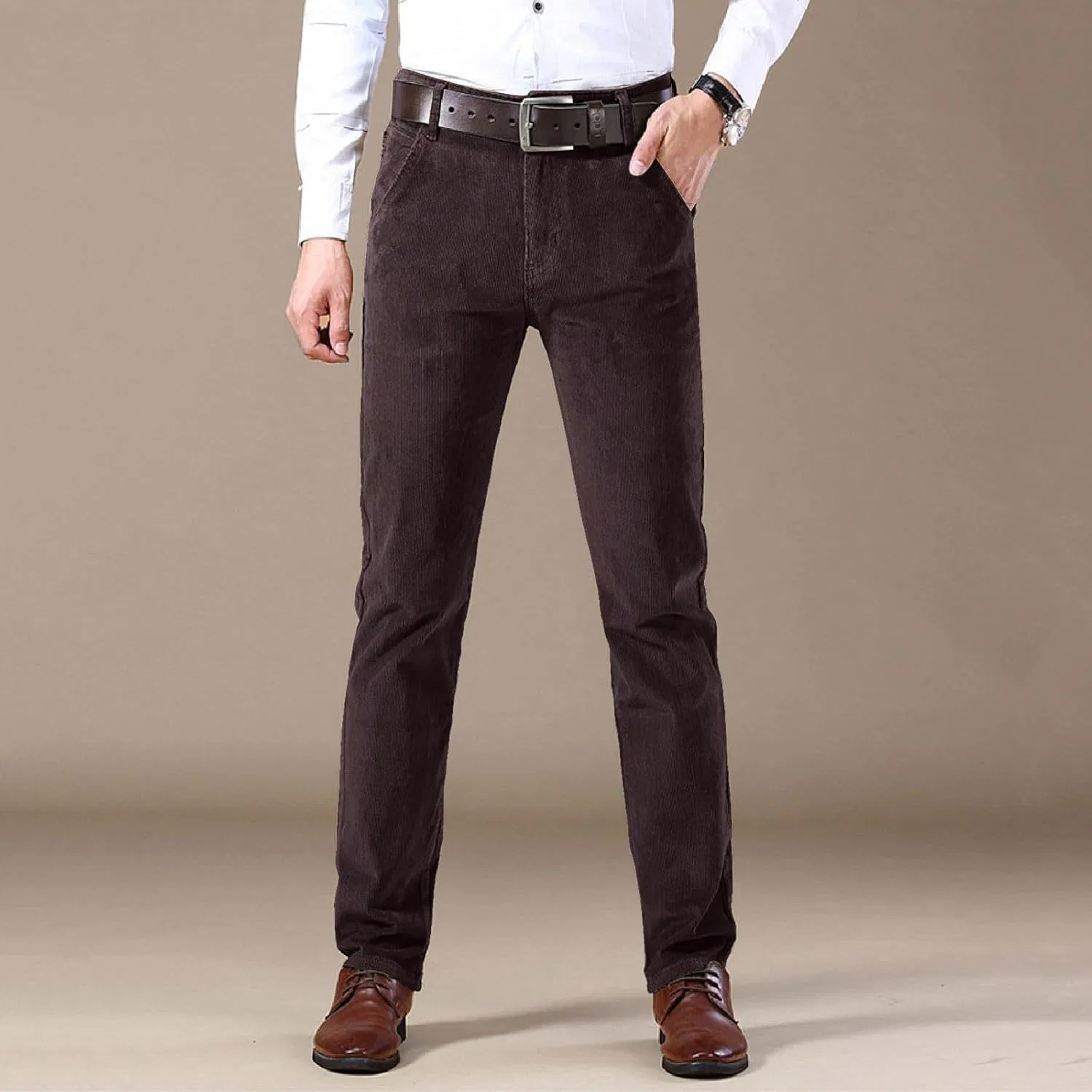Мужские брюки из футера на резинке, Slim Fit, кофейный — фото 2
