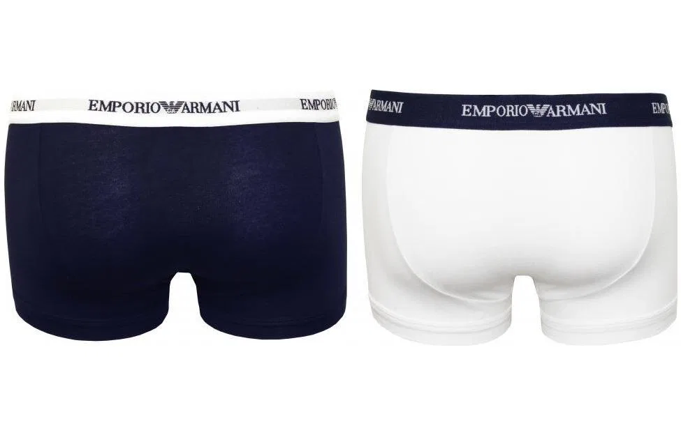 Мужские боксеры из хлопка, комплект из 2 штук, EMPORIO ARMANI, White and Dark Blue — фото 2