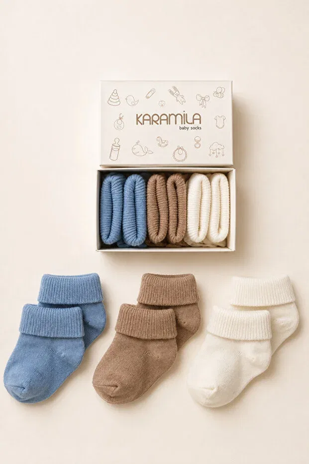 Детский комплект носков для новорожденных из бамбука Karamila, Blue Mink Cream