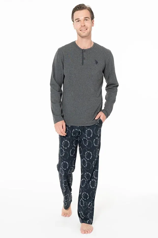 Мужской комплект пижамы с длинным рукавом U.S. Polo Assn., Anthracite