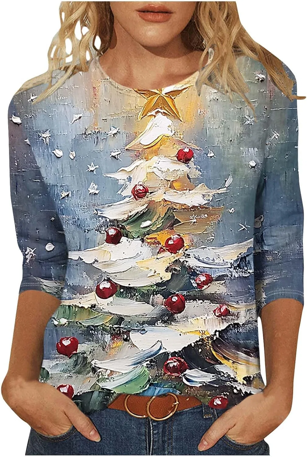 Женская футболка с рождественским принтом Christmas, Multicolor