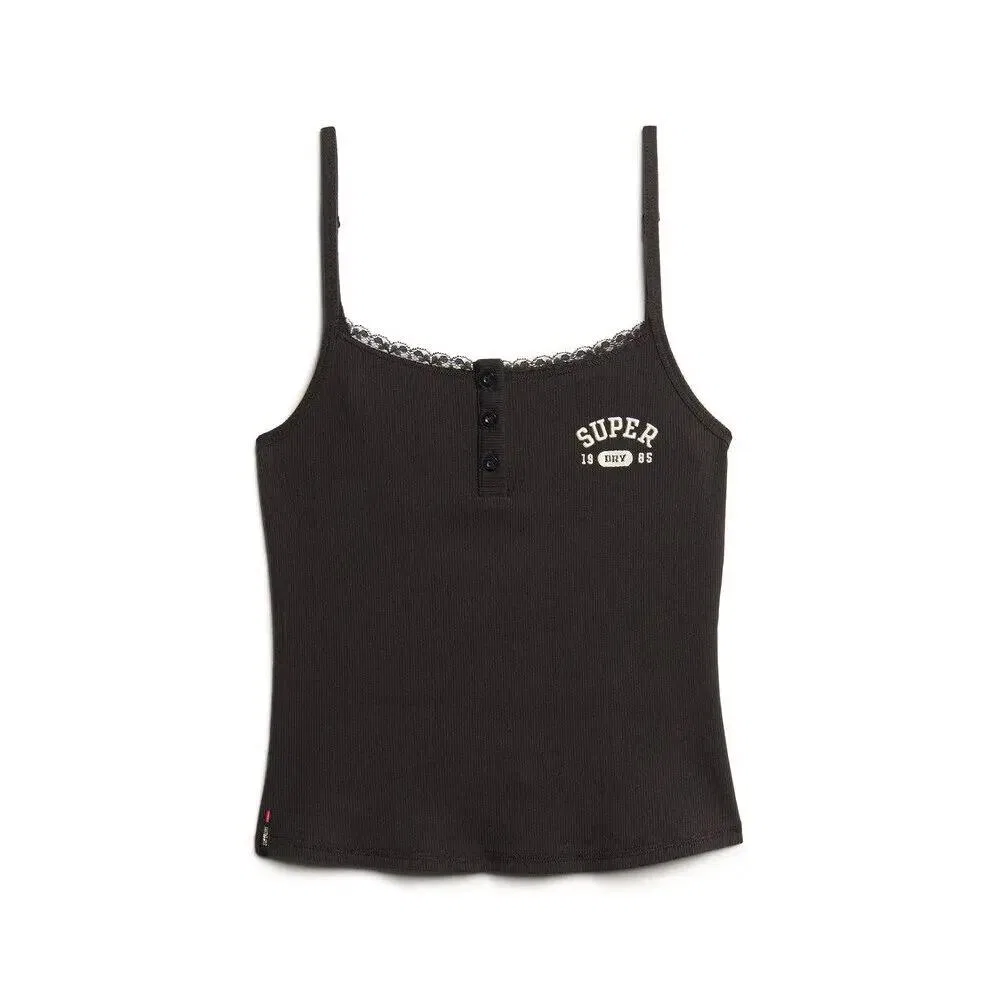 Женский топ с кружевными деталями Athletic Essentials Superdry, Черный