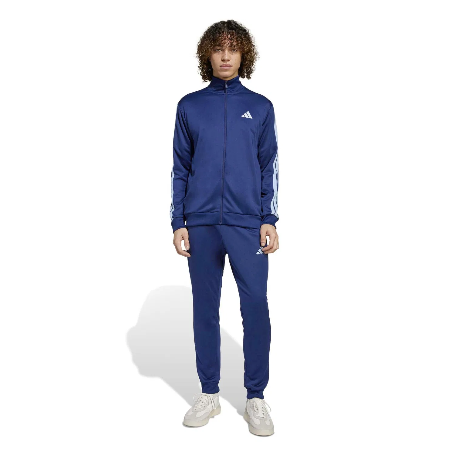 Мужской спортивный костюм из футера 3S French Terry Tracksuit Adidas, Dunkelblau — фото 2