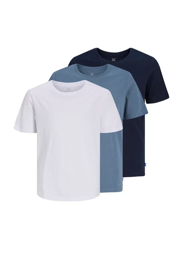 Комплект из 3 детских базовых футболок Jack & Jones Junior, белый/синий/синий