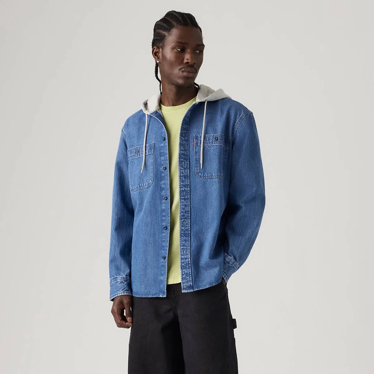 Классическая повседневная джинсовая рабочая толстовка с капюшоном Levi's, Rei Mid Wash - Medium Wash — фото 3