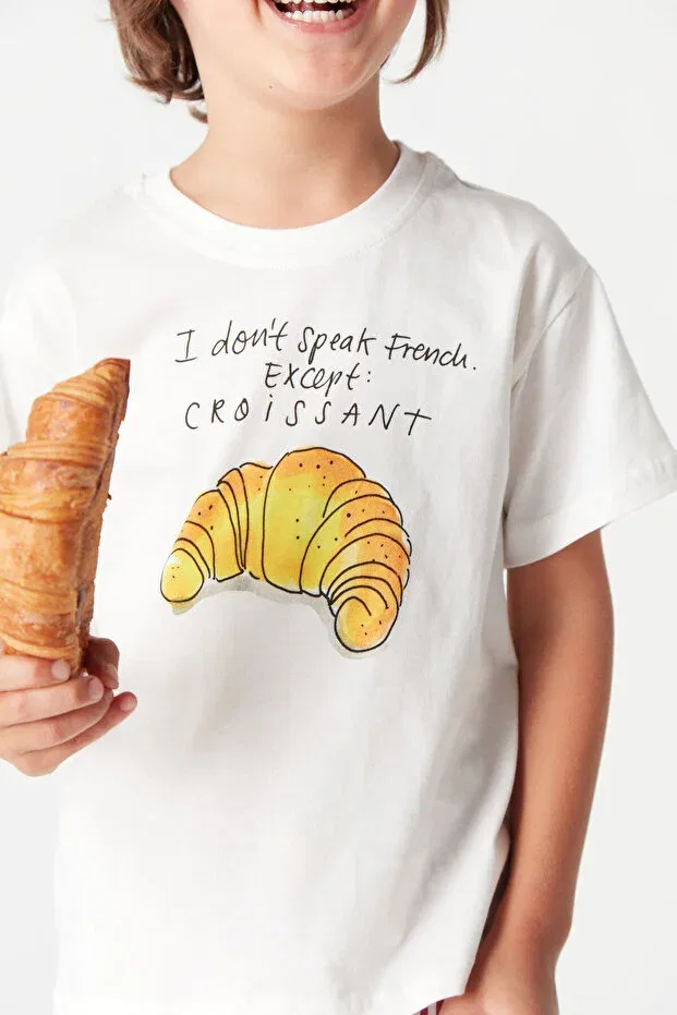 Детская хлопковое футболка без рукавов Croissant mood t-shirt Petit Coral, White — фото 2
