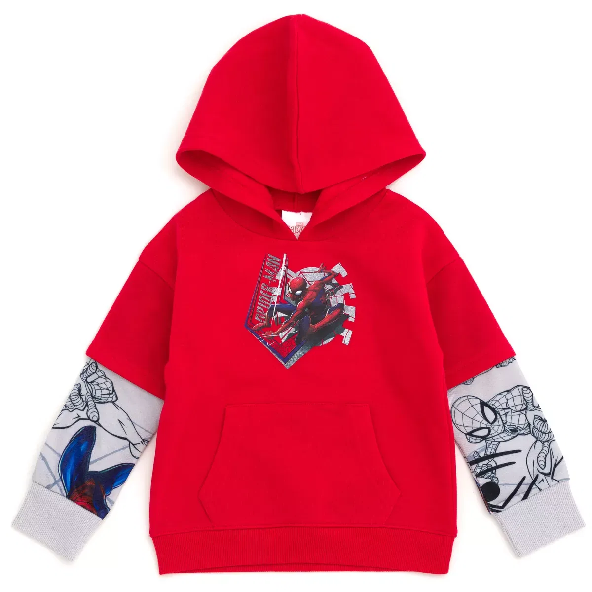 Детское худи с длинным рукавом Marvel Spider-Man Fleece Hangdown Hoodie, Red