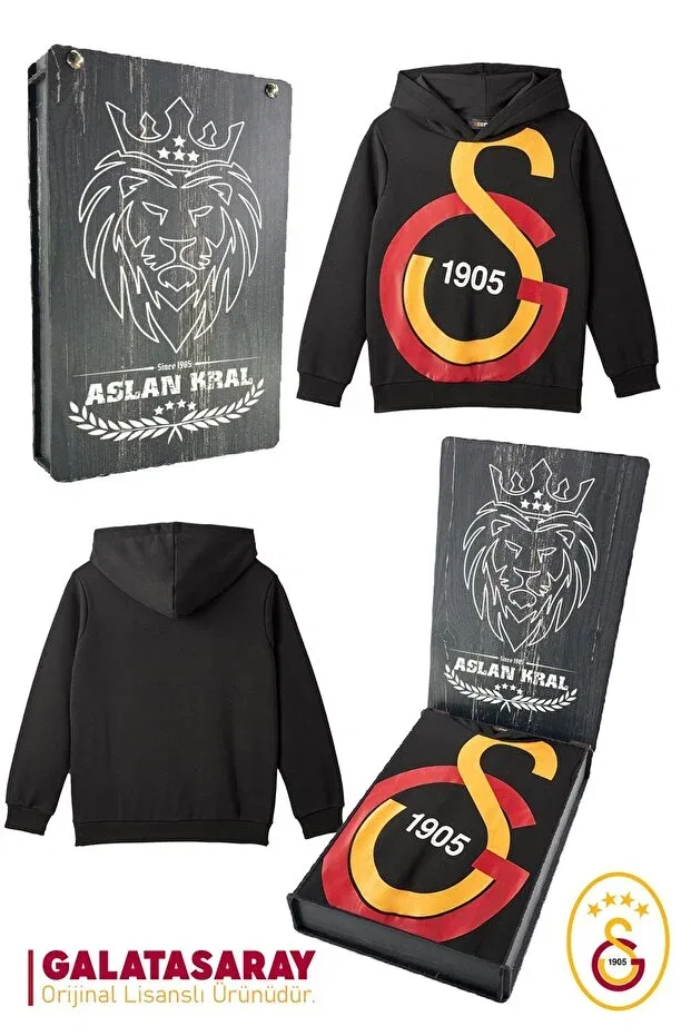 Детское худи для девочек с принтом Galatasaray, Sweat + Laser Printed Black