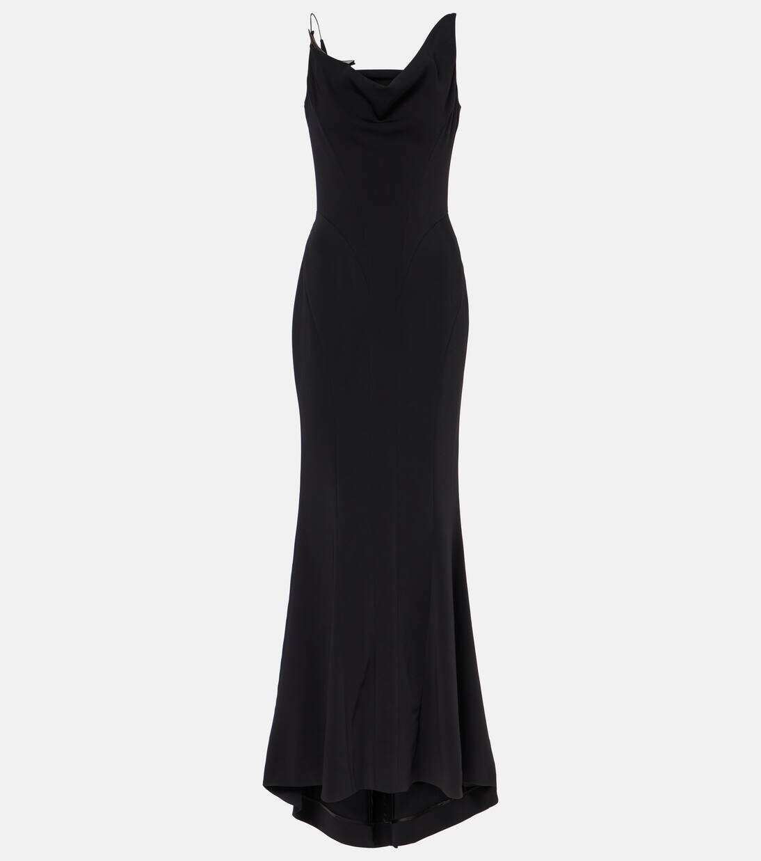 

Асимметричное платье из крепа Mugler, цвет black/black