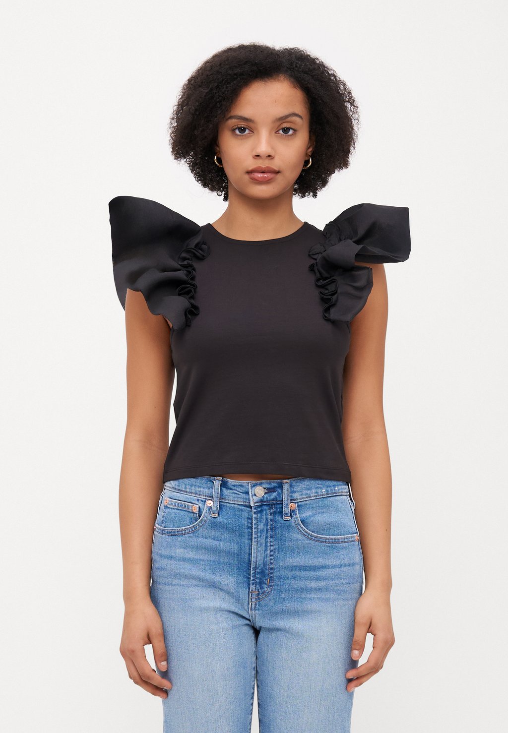 

Футболка с принтом ONLTAYA LIFE FRILL MIXs ONLY Petite, черный