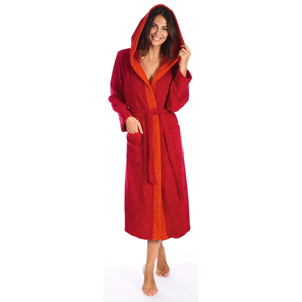 

Женский халат Benny, идеально подходит для сауны и SPA, гостиничный халат, утренний халат 1 шт., с полосатой отделкой Egeria, красный