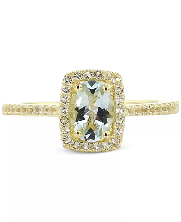 

Кольцо с аквамарином (1-1/4 карата tw) и белым топазом (1/5 карата tw) из позолоченного стерлингового серебра (также с танзанитом и морганитом) Macy'S, aquamarine