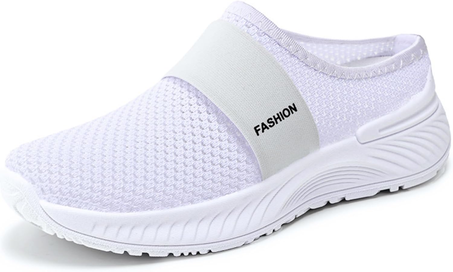 

Женские сетчатые кроссовки-слайдеры, спортивные туфли для ходьбы и бега, дышащие, с отверстиями, легкие, удобные, повседневные мюли с поддержкой свода, для прогулок, низкие кеды, весна-лето Generic, белый