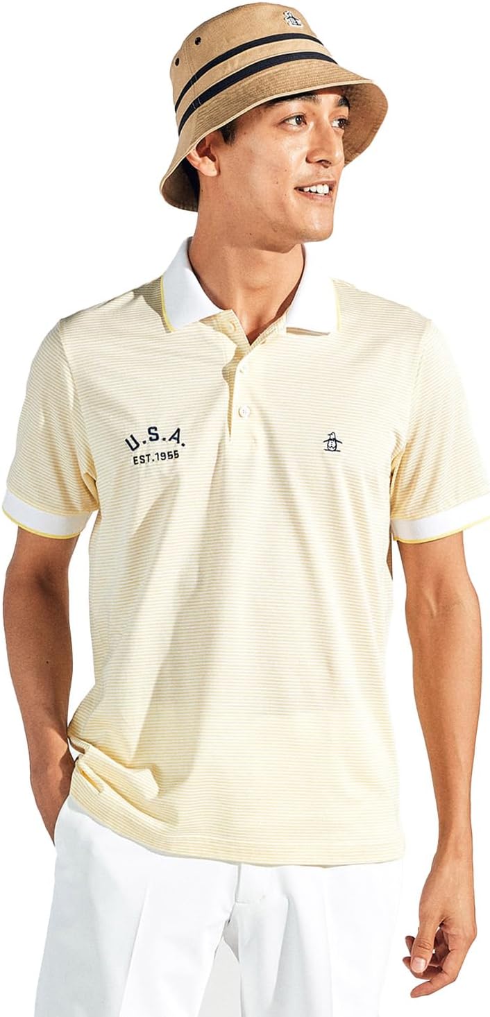 

Мужская рубашка с коротким рукавом Munsing Wear MG5SHS43M, воротник, окантовка из плотной пике, влагоотводящая, быстросохнущая, для игры в гольф Munsingwear, желтый