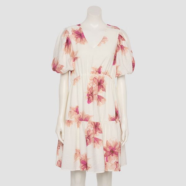 

Женское платье-бэбидолл с адаптивными рукавами-пузырь Nine West, Ivory Anita Blooms