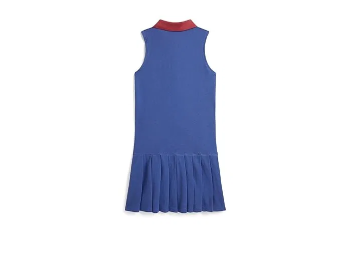Платье поло с плиссированной юбкой Pleated Mesh 1/4 Zip Polo Dress Polo Ralph Lauren Kids, Green/Blue/Multicolor — фото 2