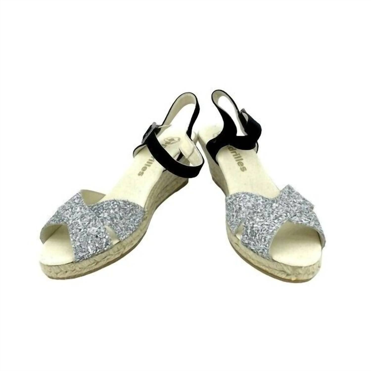 Женские блестящие босоножки Boem на платформе серебристого цвета Espadrilles — фото 3