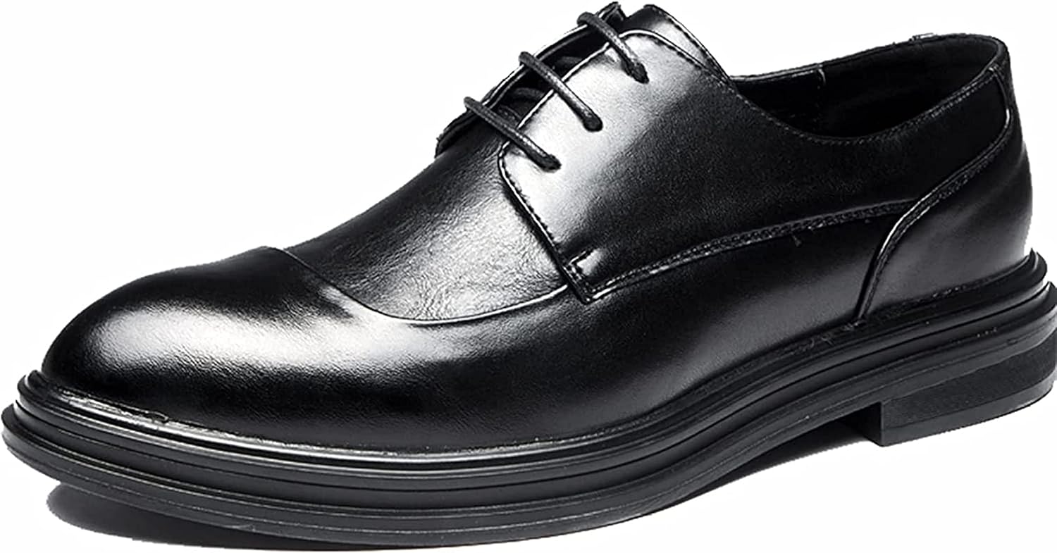 

Мужские формальные удобные нескользящие оксфордские туфли на шнуровке с плоской подошвой для деловых встреч и свадеб, кожаные туфли с острым носком Yiozoi, черный
