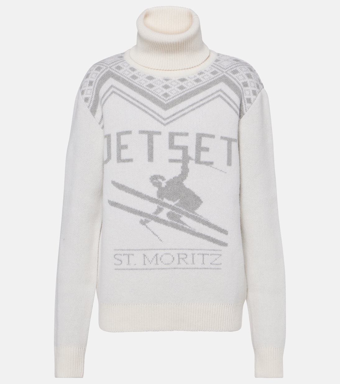 

Водолазка из шерстяной ткани с интарсией Jet Set, белый