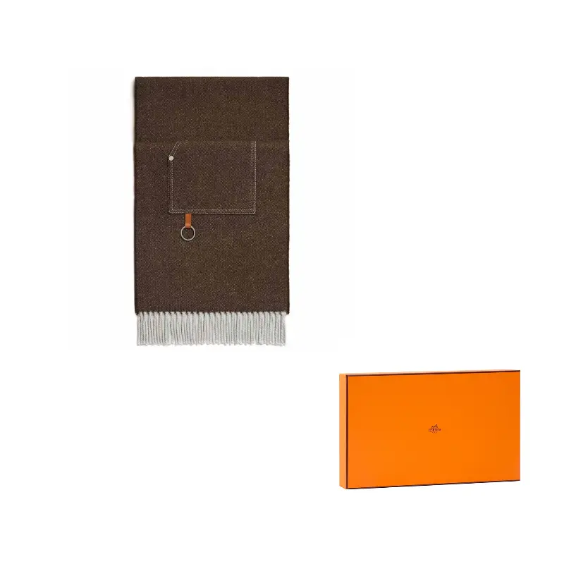 

HERMES Вязаный шарф женский шоколадный, Chocolate