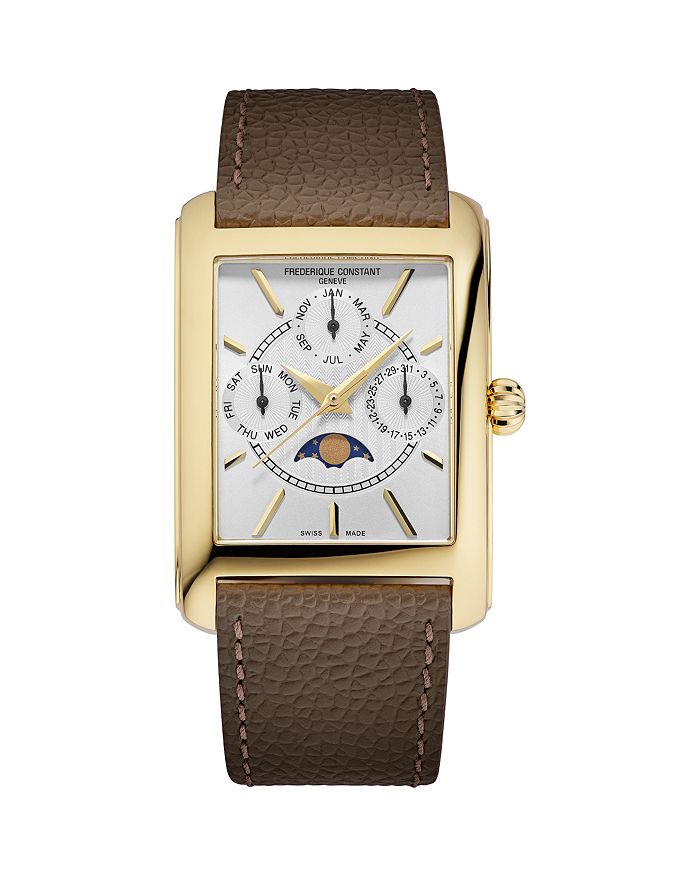 

Классические часы Carree Quartz с фазой луны, 30 мм x 42 мм Frederique Constant, белый