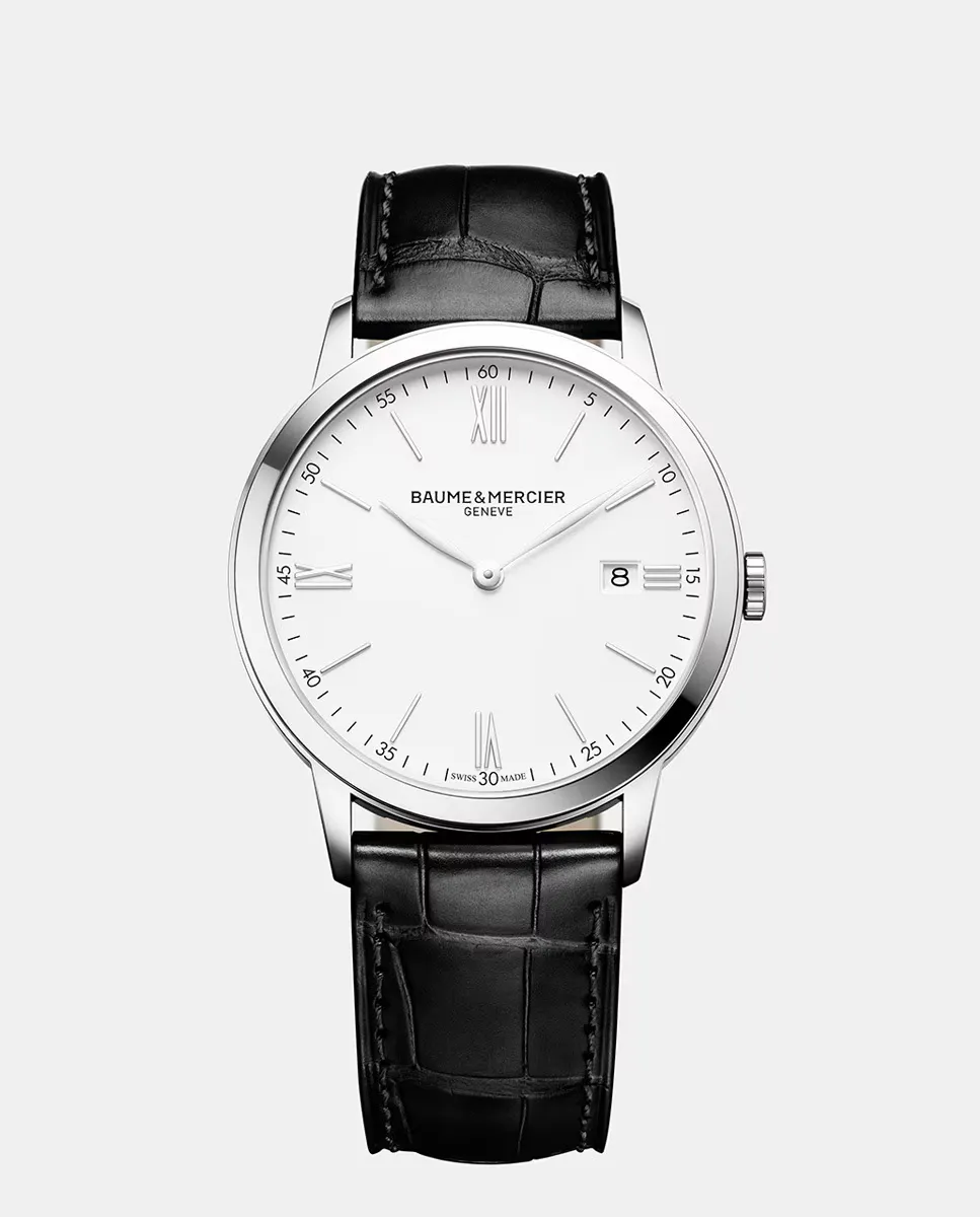 

Classima M0A10414 черные кожаные мужские часы Baume & Mercier