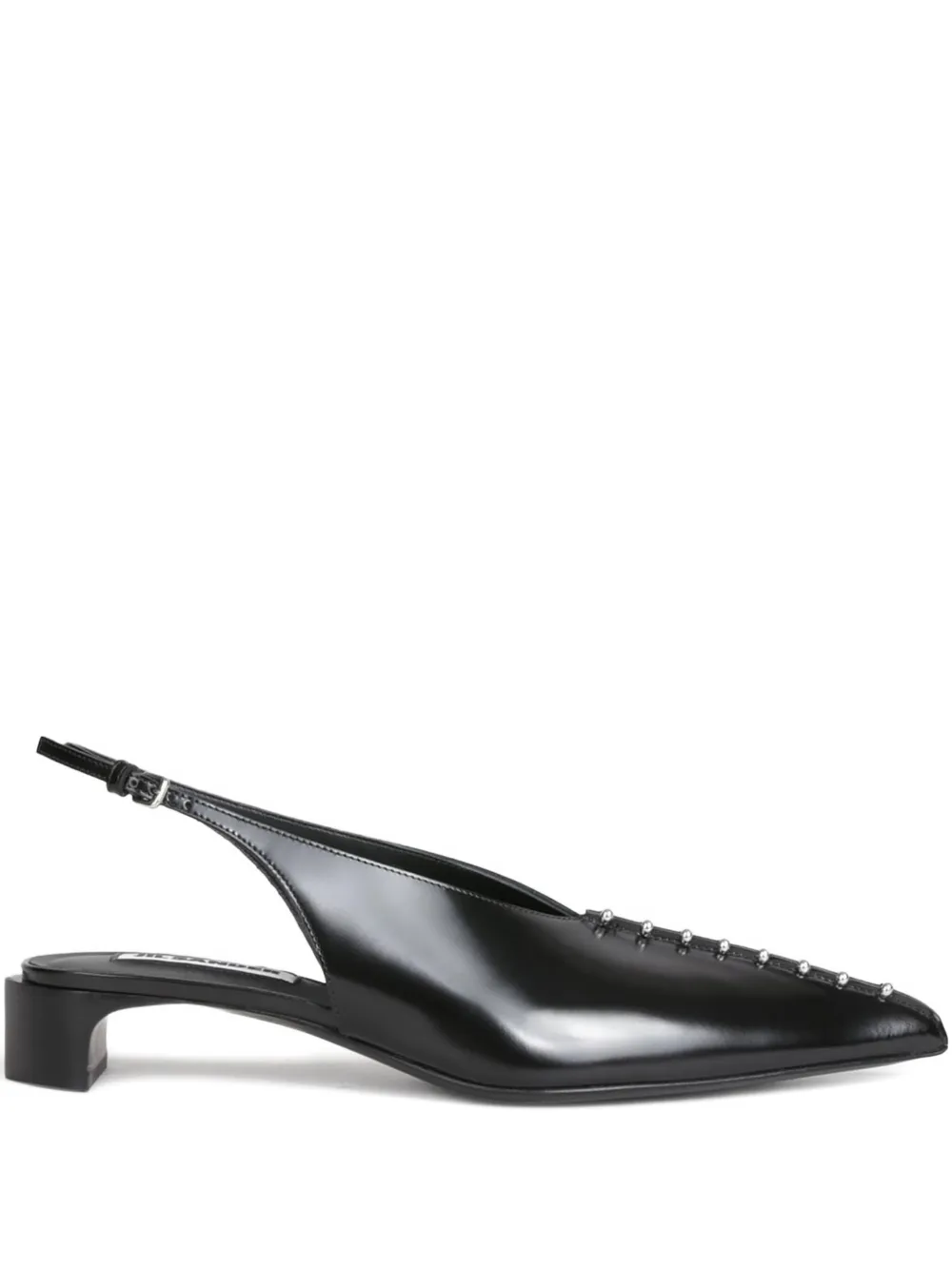 Туфли-лодочки с ремешком и заклепками JIL SANDER, черный