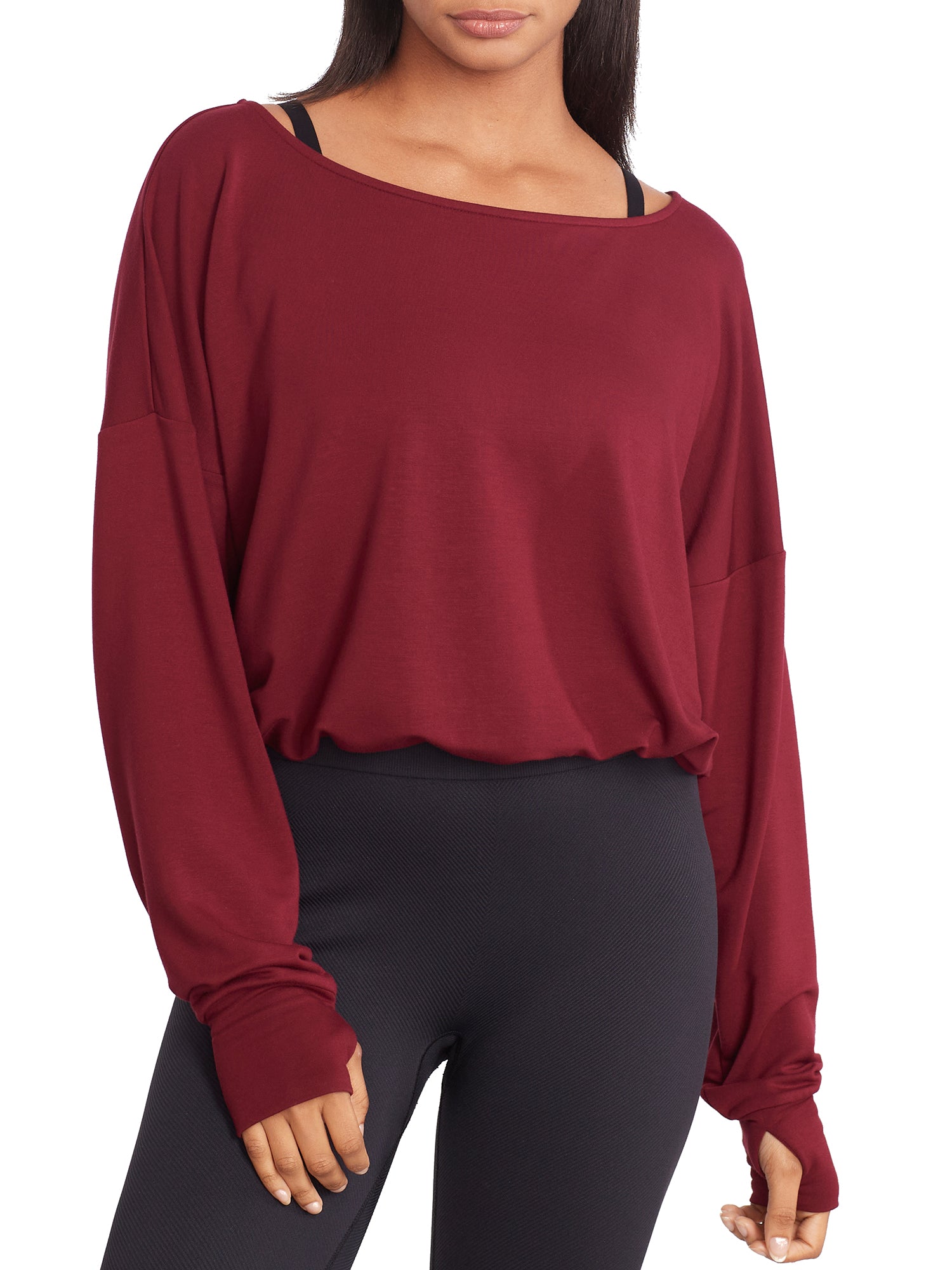 

Женский топ Body Up с защипом и подолом, цвет merlot heather